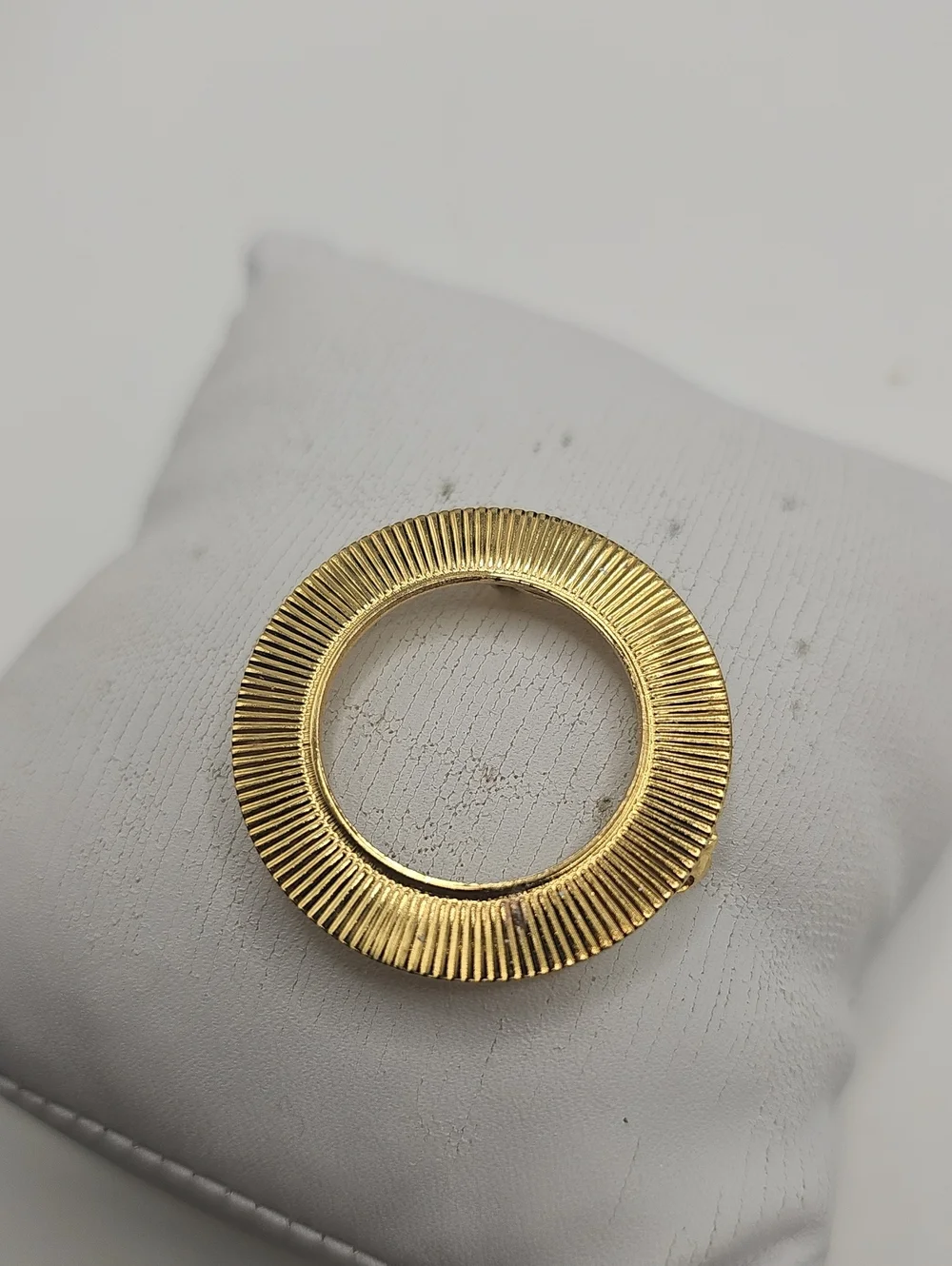 Gold Tone Textured Round Circle Pin Accent - Women Jewelry